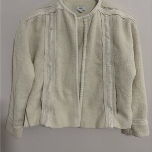 VINCE Ivory Textured Frayed Women's Jacket Size 0